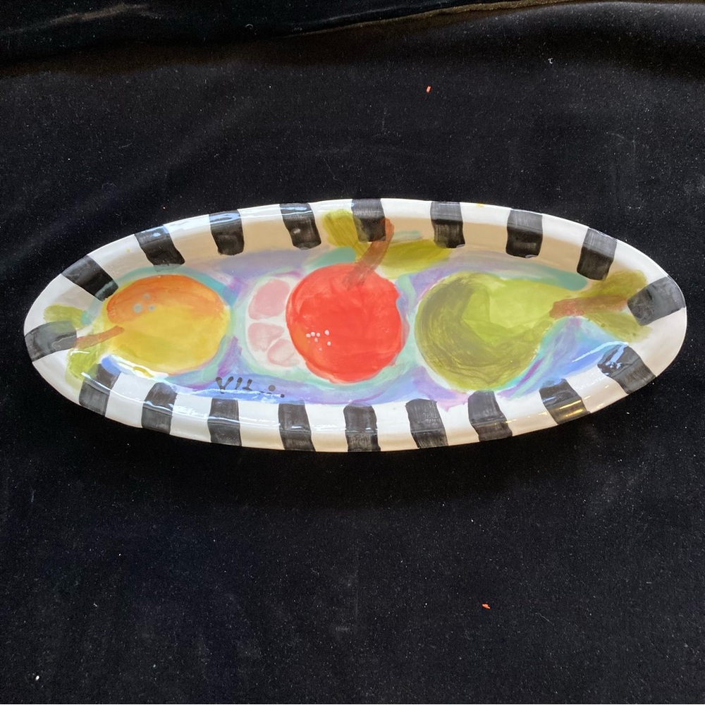 Hand Painted Ceramic Summer Fruit Design 12.5”xx5”Original Design